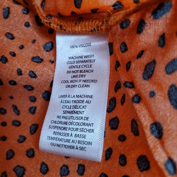 Cheetah Leopard Print Blouse Orange Button Up - Picture 5 of 6